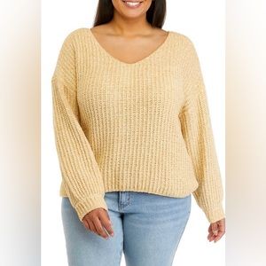 *NWOT* True Craft V-Neckline Knit Drop Shoulder Oversized Pullover Sweater Sz XL